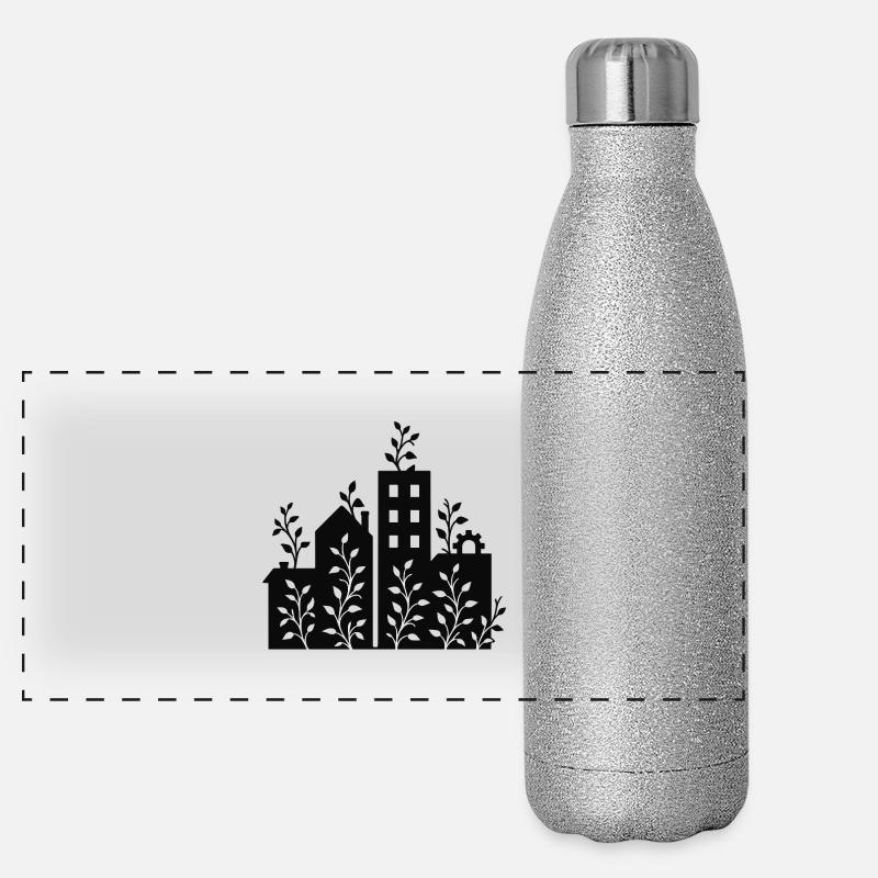 Stadtsilhouette Panorama Glitzer Isolierflasche 500 ml