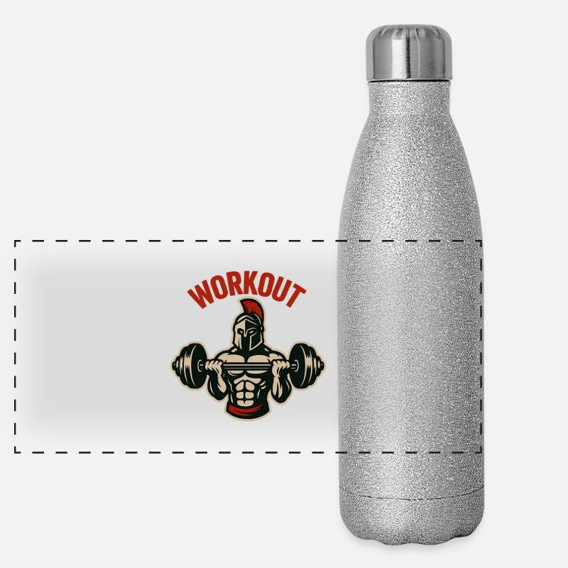 Gladiator-Hantel-Workout Panorama Glitzer Isolierflasche 500 ml