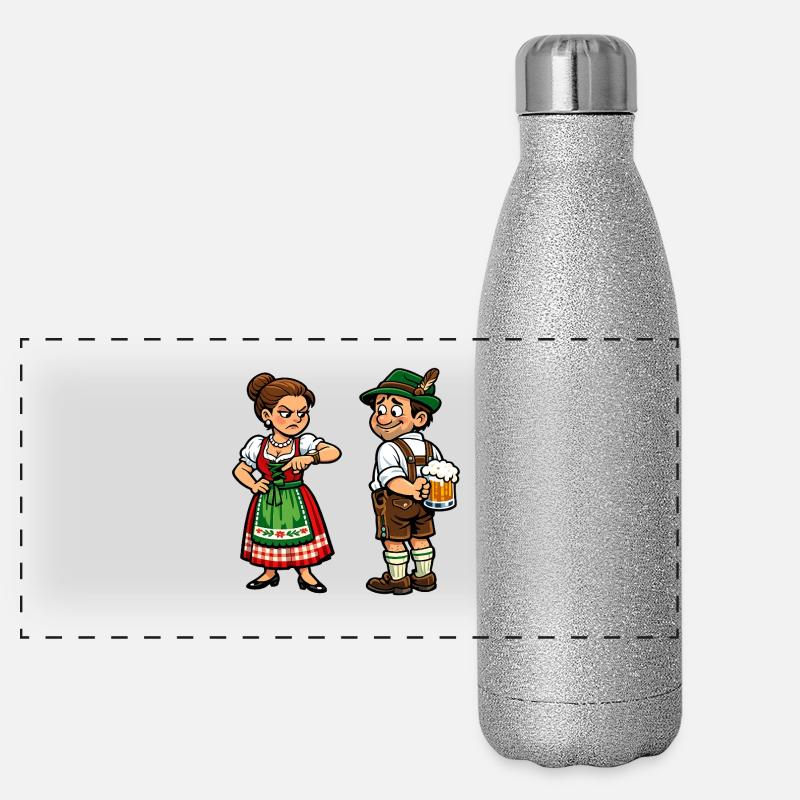 Ehe-Humor Chef & Bier Panorama Glitzer Isolierflasche 500 ml