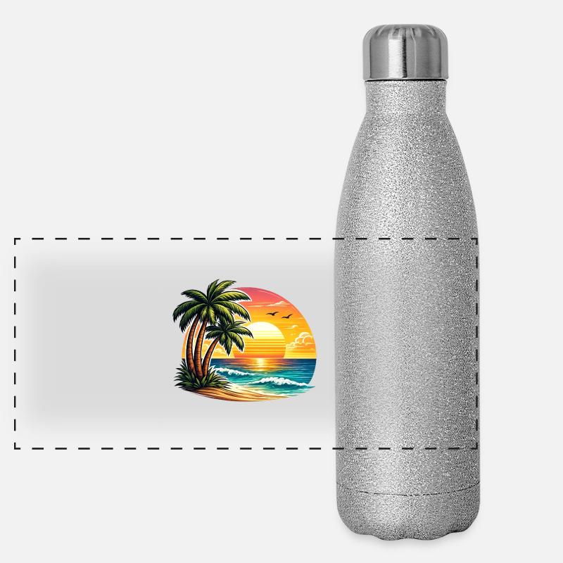 Coucher de soleil à Palm Beach Gourde isotherme panoramique pailletée 500 ml