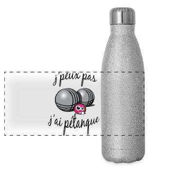 j'peux pas j'ai pétanque - Gourde isotherme panoramique pailletée 500 ml - paillettes argentées - Devant
