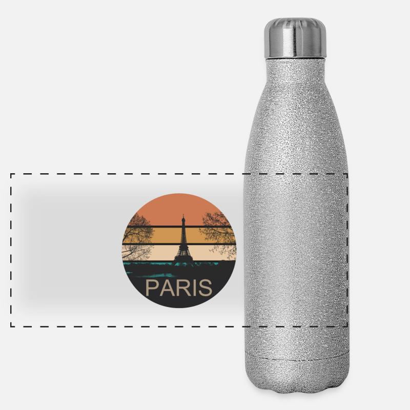 Paris Retro Design Panorama Glitzer Isolierflasche 500 ml