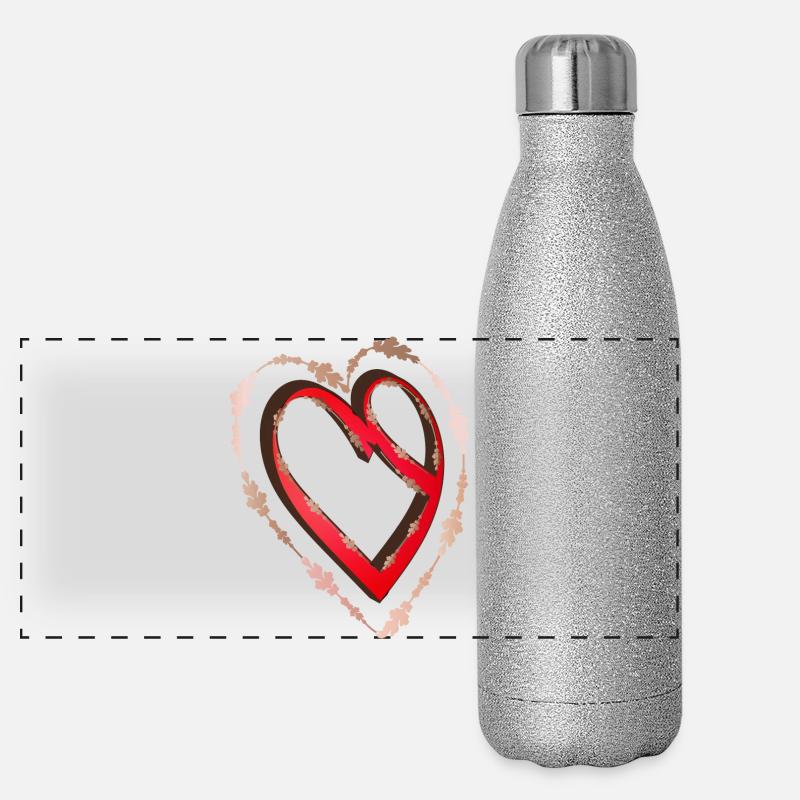 nostalgic red calligraphy heart Panoramic Glitter Thermal Bottle 500 ml