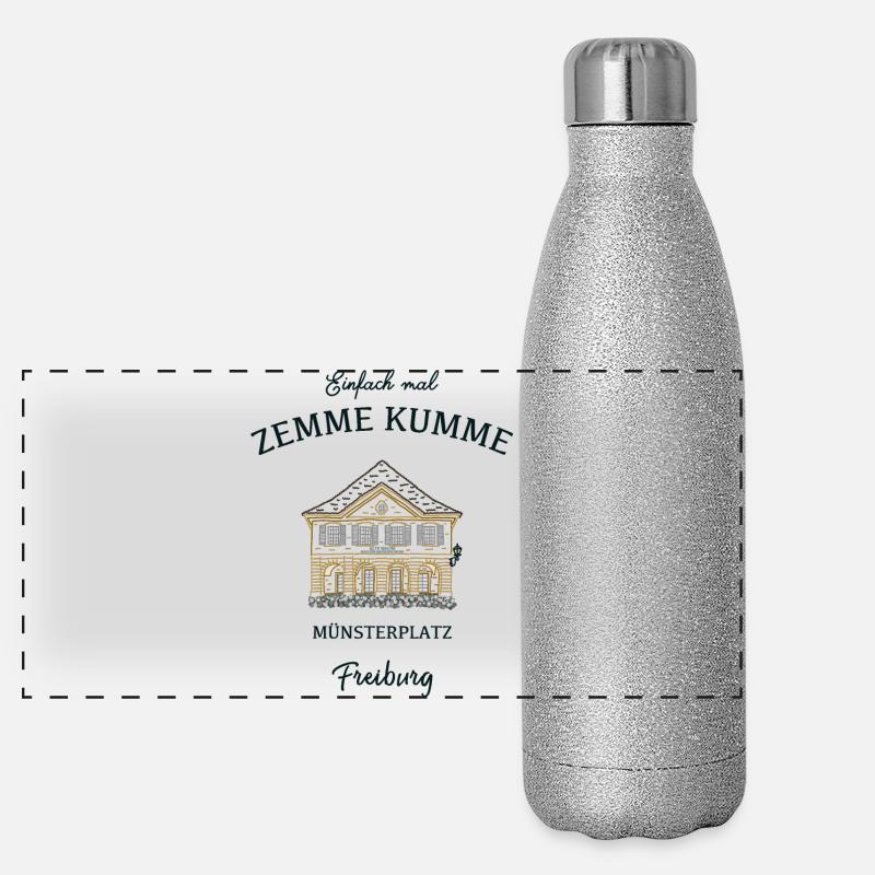 Freiburg, Münsterplatz, Alte Wache Panorama Glitzer Isolierflasche 500 ml