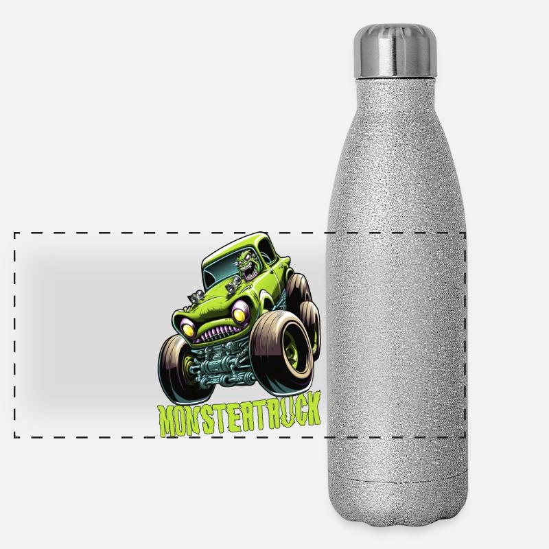 Monster Truck Comic Gift Panoramic Glitter Thermal Bottle 500 ml