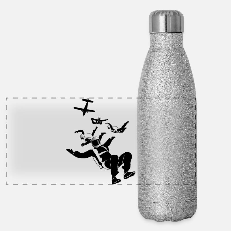 Fallschirm Action, Fallschirmspringer Panorama Glitzer Isolierflasche 500 ml