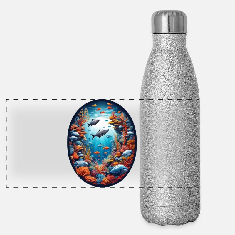 Marine Animals-Fish Panoramic Glitter Thermal Bottle 500 ml