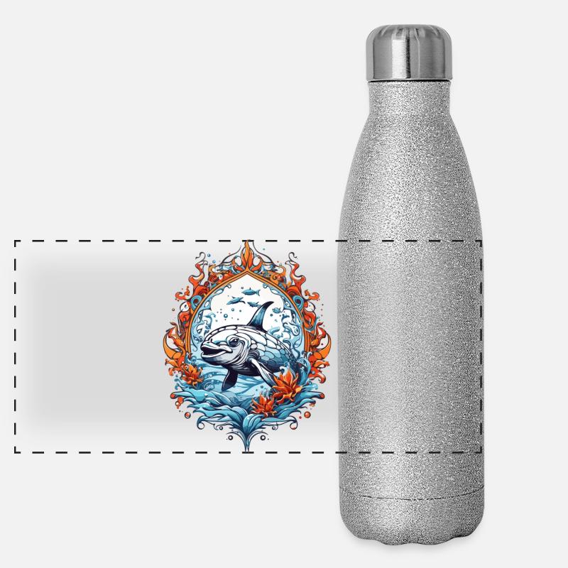 Sea Creatures, Fish Panoramic Glitter Thermal Bottle 500 ml