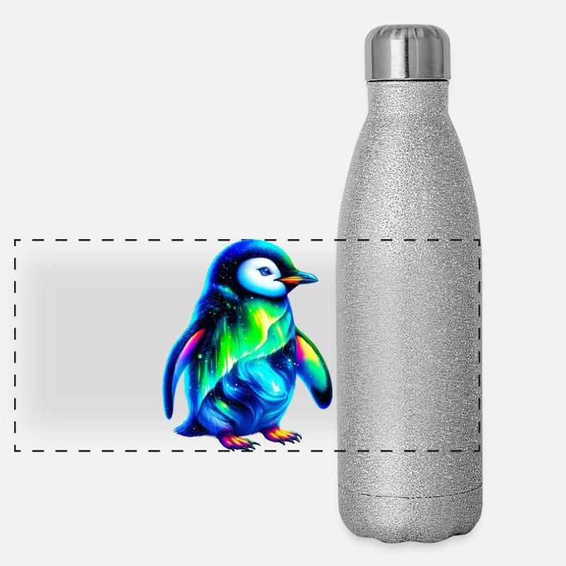 Manchot aurore boréale Gourde isotherme panoramique pailletée 500 ml