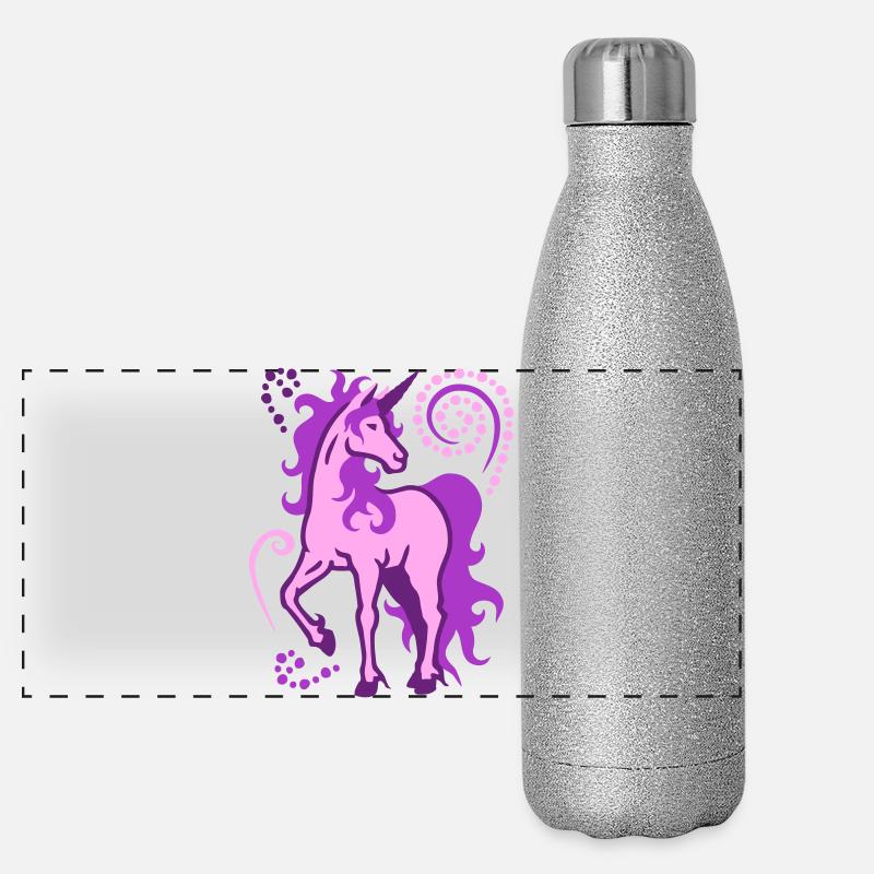 Einhorn individuell 3farbig SVG Panorama Glitzer Isolierflasche 500 ml