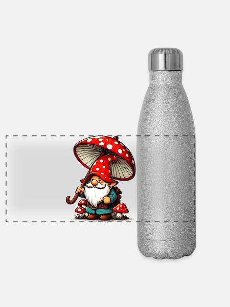 Gnom - Panorama Glitzer Isolierflasche 500 ml - Silber Glitzer