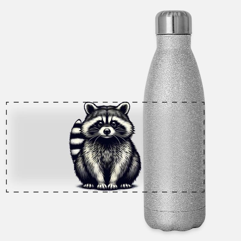 Waschbär Panorama Glitzer Isolierflasche 500 ml