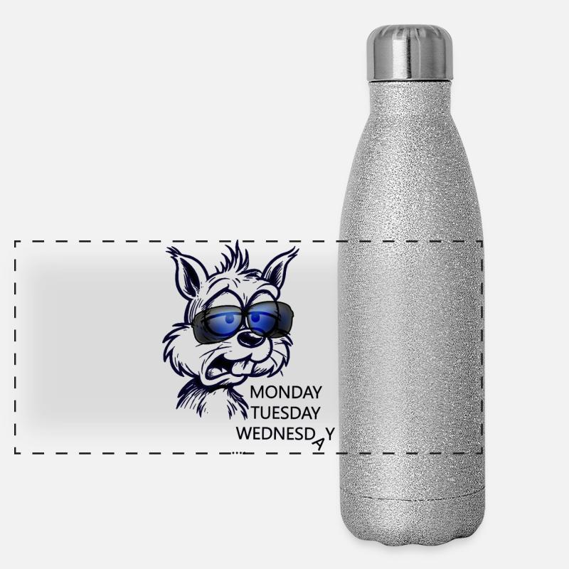 Dog with glasses doesn't feel like the week Panoramic Glitter Thermal Bottle 500 ml