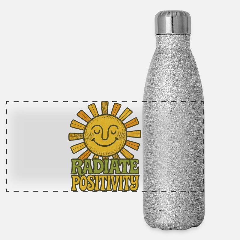 Rayonner de positivité soleil illustration Gourde isotherme panoramique pailletée 500 ml