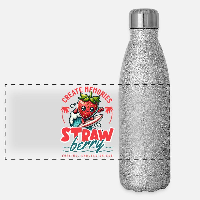 Erdbeer Surfer Erinnerungen Panorama Glitzer Isolierflasche 500 ml