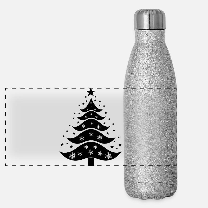 Silhouette du sapin de Noël Gourde isotherme panoramique pailletée 500 ml