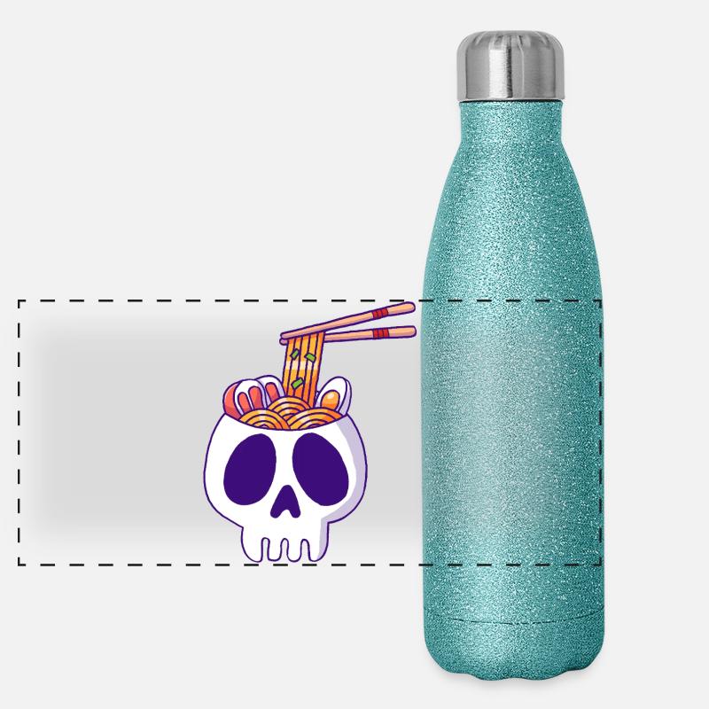 Skull and Ramen Noodles Panoramic Glitter Thermal Bottle 500 ml