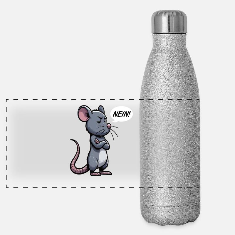 Pas de rats Propriétaire de rats Amoureux des rats Gourde isotherme panoramique pailletée 500 ml