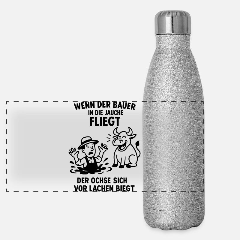 bauer jauche spruch witz ochse Panorama Glitzer Isolierflasche 500 ml