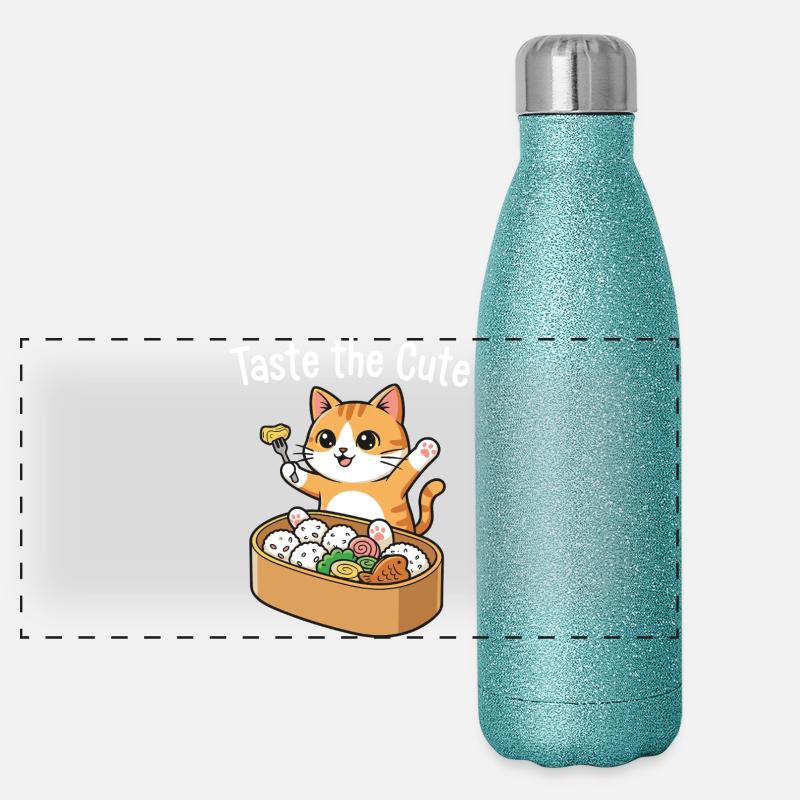 Katzen Sushi Snack: Süß & Verspielt Panorama Glitzer Isolierflasche 500 ml