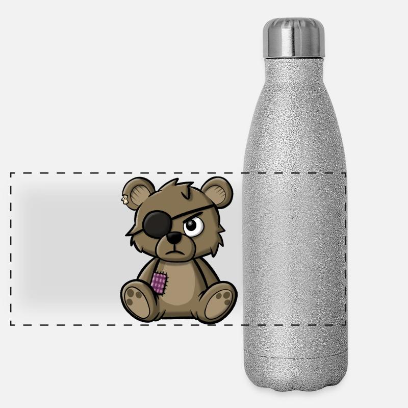 Ours en peluche avec cache-œil Gourde isotherme panoramique pailletée 500 ml