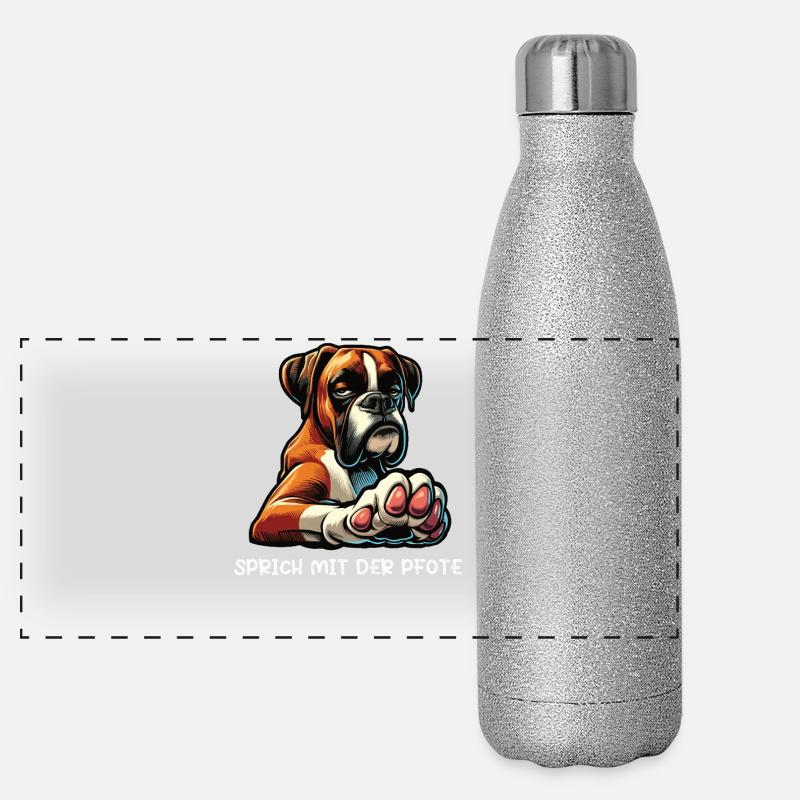 Speak with the paw Boxer Boxer Holder Boxer Dog Panoramic Glitter Thermal Bottle 500 ml