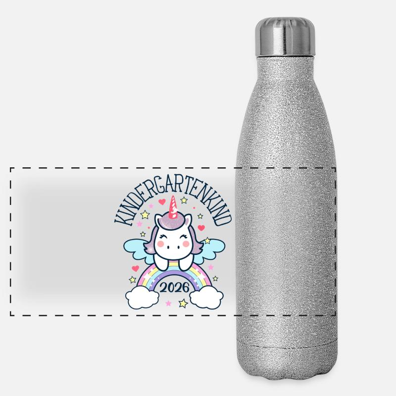Kindergartenkind Einhorn Regenbogen Kiga Panorama Glitzer Isolierflasche 500 ml