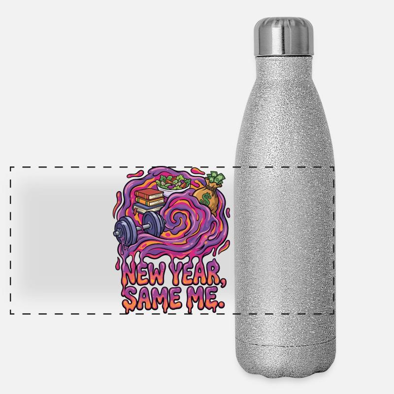 Nouvelle année, la même moi Gourde isotherme panoramique pailletée 500 ml