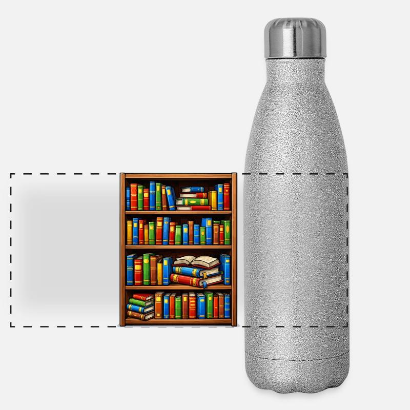 Bookcase Illustrato Library Panoramic Glitter Thermal Bottle 500 ml