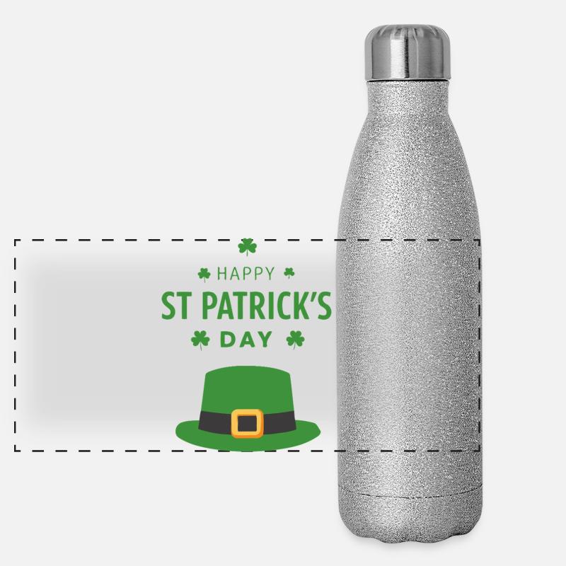 Grüner St. Patrick's Day Hut Panorama Glitzer Isolierflasche 500 ml