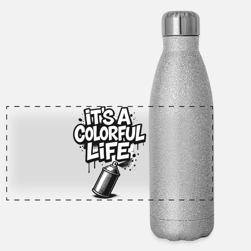 C’est un graffiti de vie coloré Gourde isotherme panoramique pailletée 500 ml