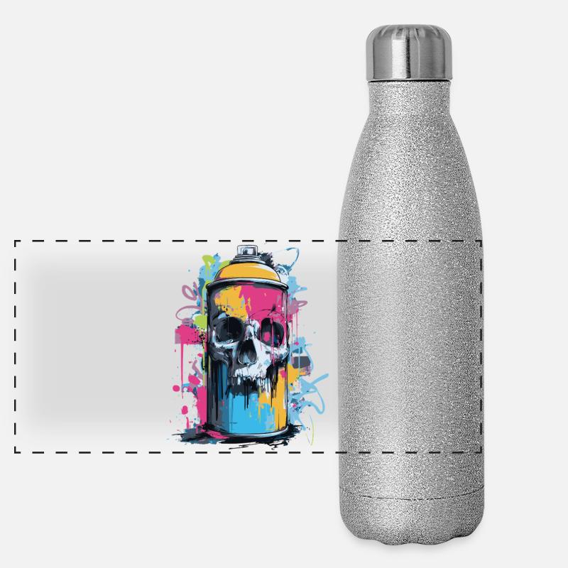 Totenkopf Graffiti Spraydose Panorama Glitzer Isolierflasche 500 ml