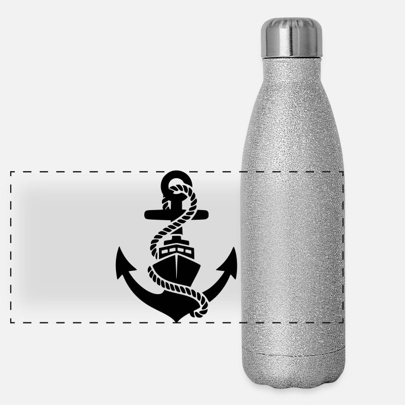 Anker Seil Maritim Silhouette Panorama Glitzer Isolierflasche 500 ml