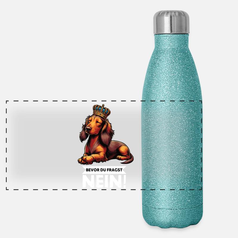 Bevor Du Fragst Nein Langhaardackel Dackel Teckel Panorama Glitzer Isolierflasche 500 ml