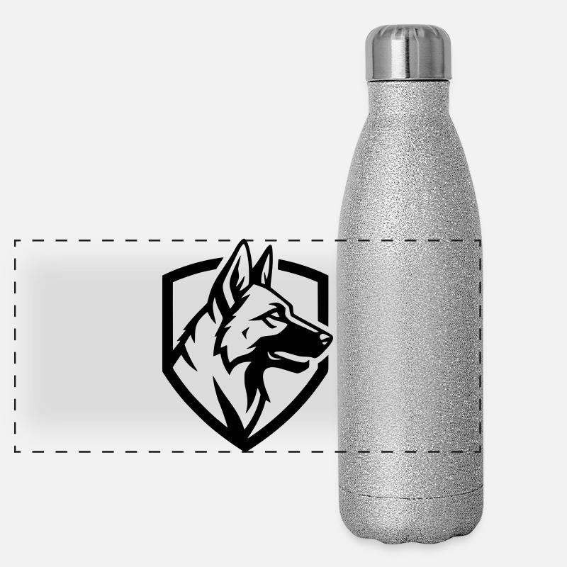 Schäferhund Wappen Schild Security Panorama Glitzer Isolierflasche 500 ml