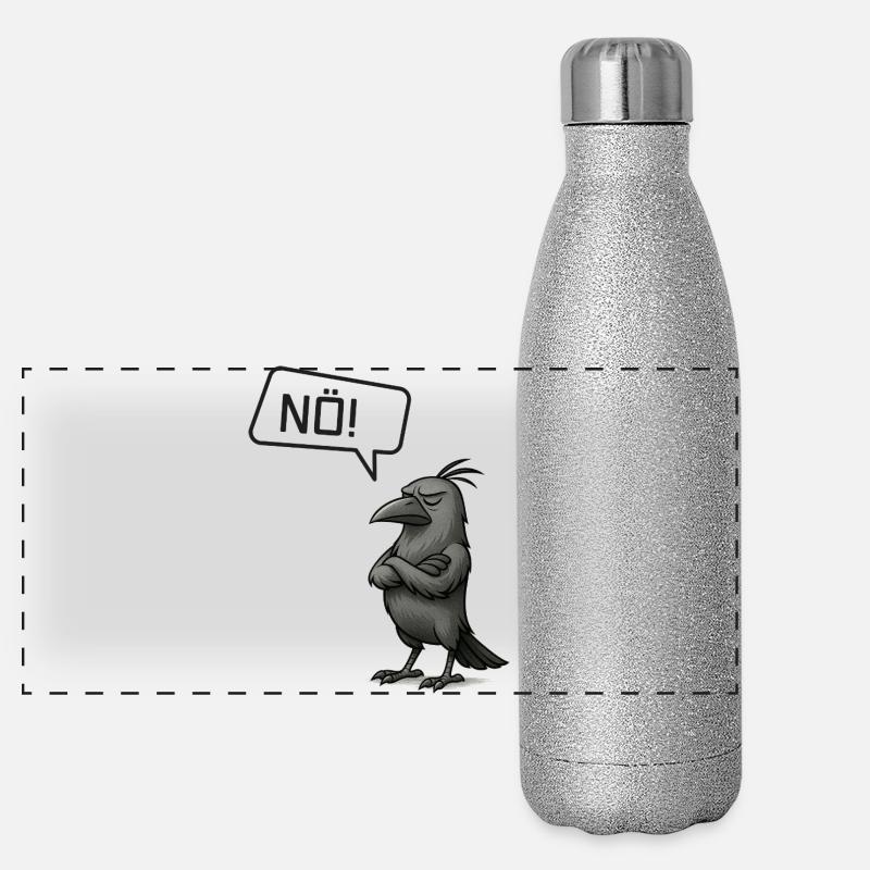Nö! Krähe – Stures Tier Statement Design Panorama Glitzer Isolierflasche 500 ml