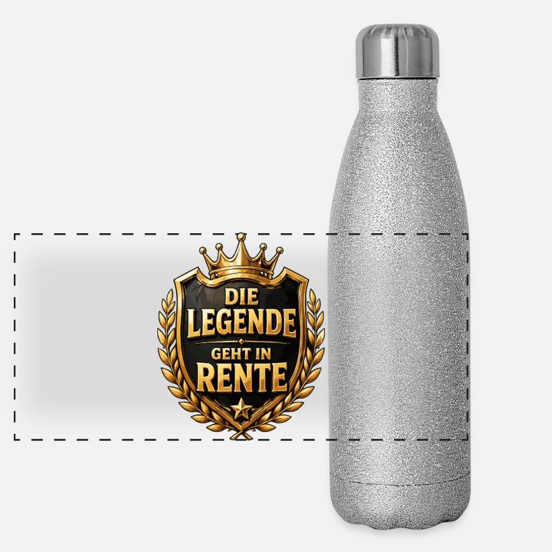 Die Legende geht in Rente Panorama Glitzer Isolierflasche 500 ml
