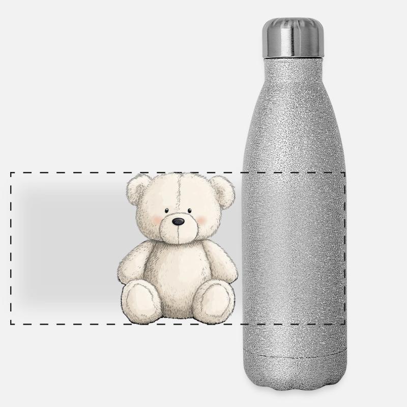 Süßer Teddybär voller Zärtlichkeit Panorama Glitzer Isolierflasche 500 ml