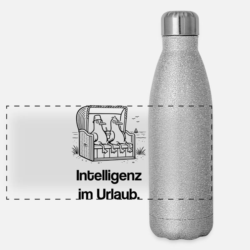Möwen Strandkorb T-Shirt – lustiges Meme  Panorama Glitzer Isolierflasche 500 ml