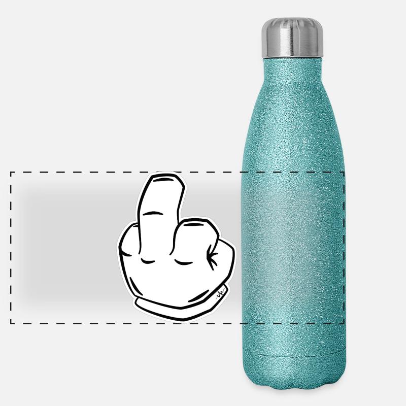 Frecher Mittelfinger Linienstil Panorama Glitzer Isolierflasche 500 ml
