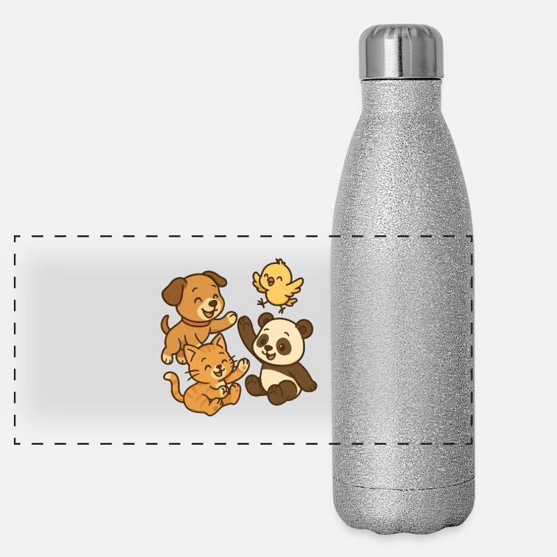 Animals at Play Panoramic Glitter Thermal Bottle 500 ml