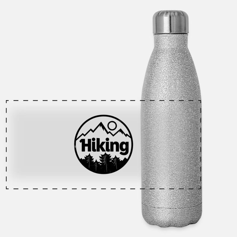 Adventurous Hiking Motif with Mountain Landscape Panoramic Glitter Thermal Bottle 500 ml