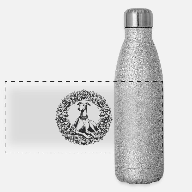 Silhouette de lévrier orné Gourde isotherme panoramique pailletée 500 ml
