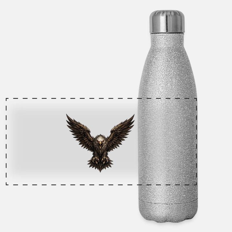 Eagle in Flight - Panoramic Glitter Thermal Bottle 500 ml - silver glitter