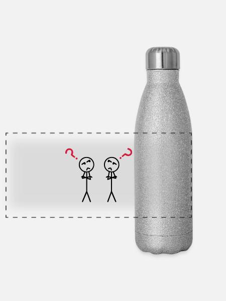 Questionmarks - Panorama Glitzer Isolierflasche 500 ml - Silber Glitzer - Vorne