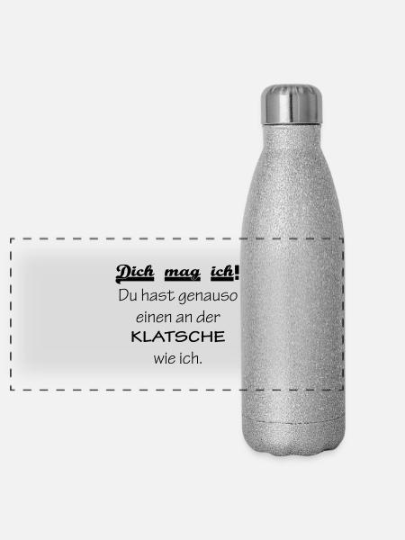 Dich mag ich.. - Panorama Glitzer Isolierflasche 500 ml - Silber Glitzer - Vorne