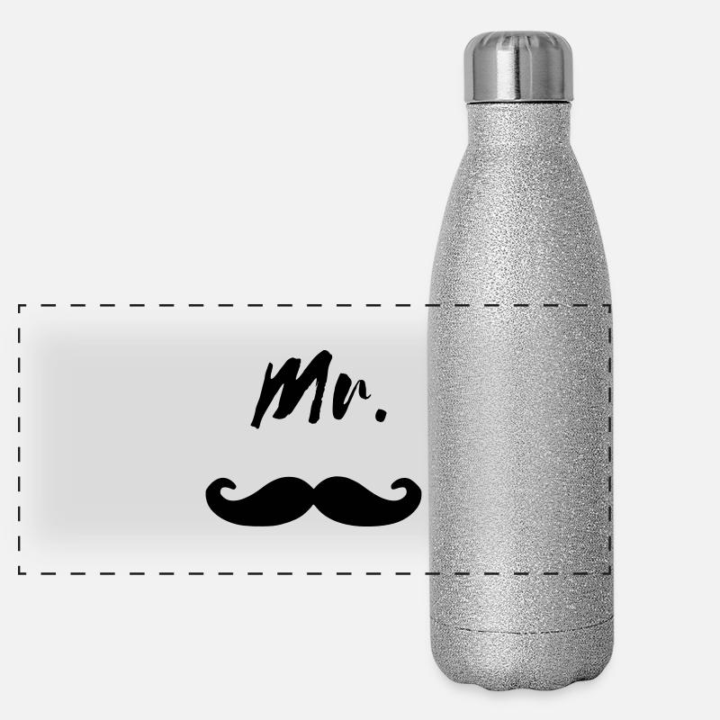 Mr Moustache Mister Bart Beard cool Geschenk Panorama Glitzer Isolierflasche 500 ml
