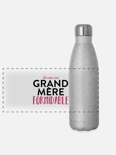 Grand mere formidable - Gourde isotherme panoramique pailletée 500 ml - paillettes argentées - Devant