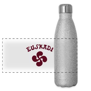 Croix Basque Rouge vectoriel - Gourde isotherme panoramique pailletée 500 ml - paillettes argentées - Devant