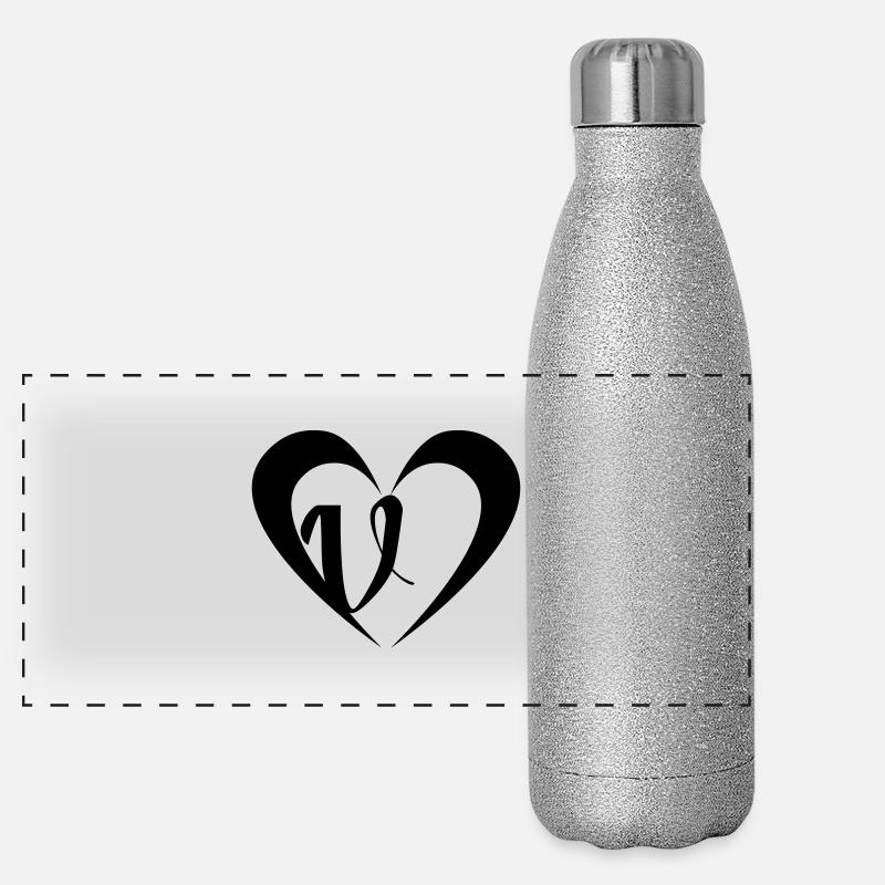 Herz mit V Panorama Glitzer Isolierflasche 500 ml